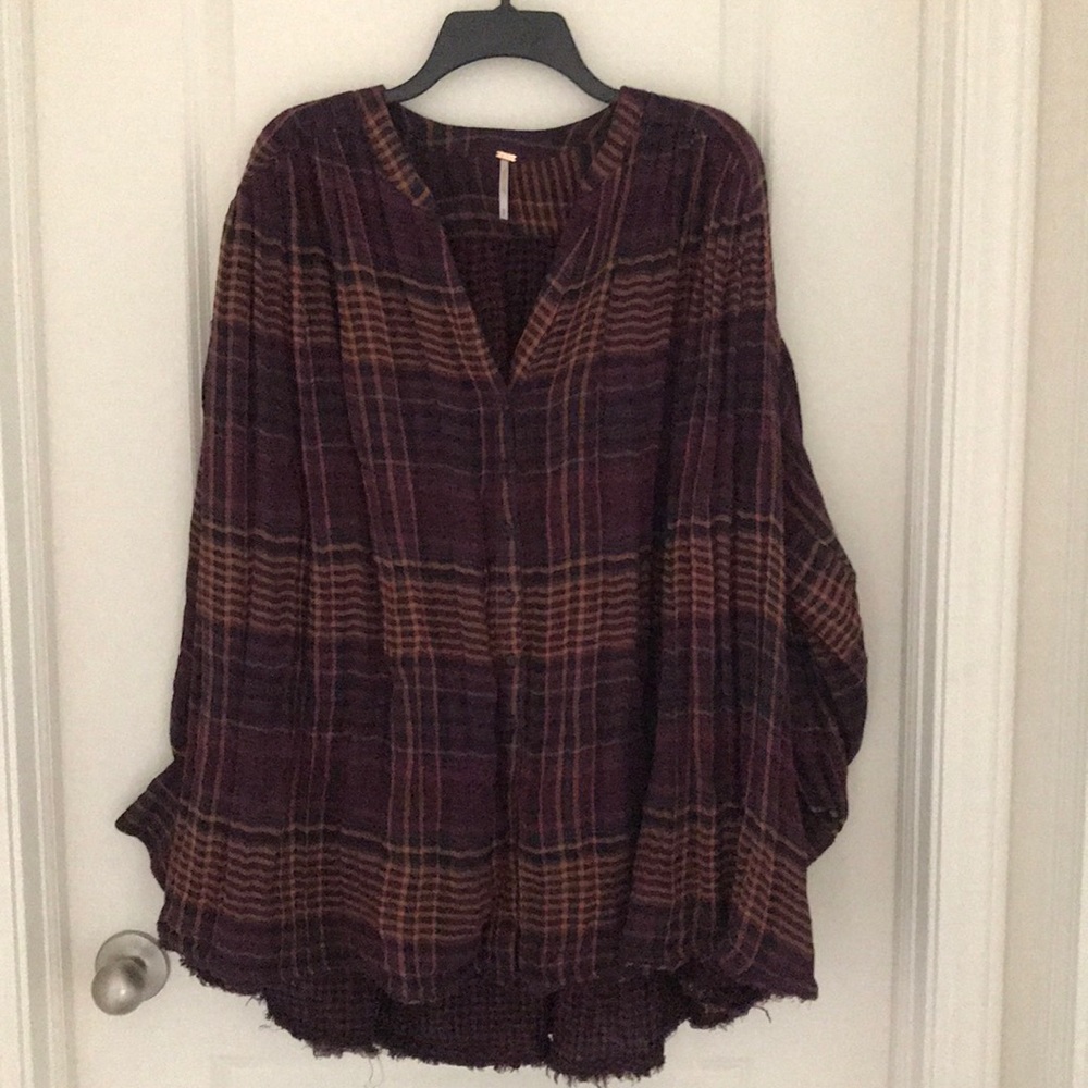 Free People Come On Over Plaid Top